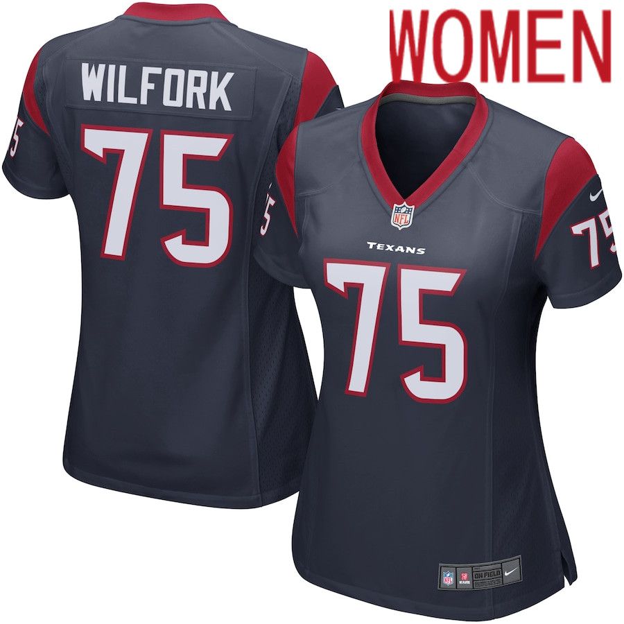 Women Houston Texans #75 Vince Wilfork Nike Navy Blue Game NFL Jersey->women nfl jersey->Women Jersey